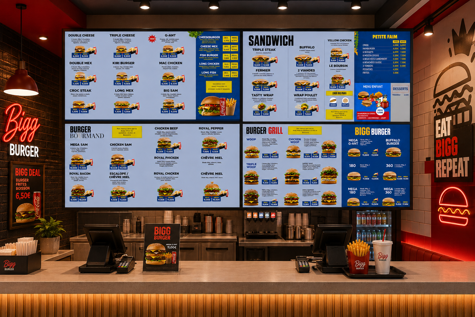 Biggy — Design de menu board fast-food