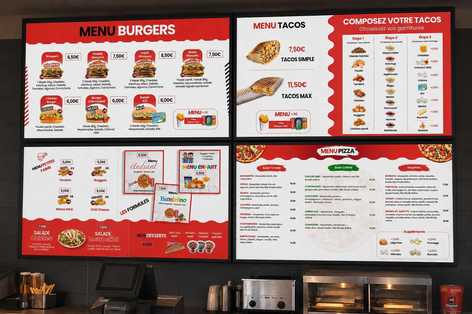 Masta Burger — Design de menu board fast-food